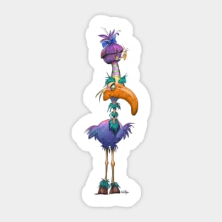 Funky bird and baby Sticker